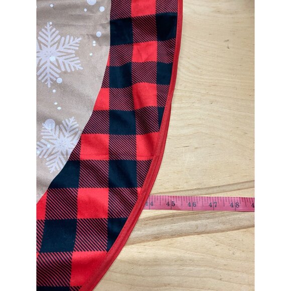 Rustic Christmas Holiday Tree Skirt Red Truck Buffalo Plaid Trim 48" Diameter - Picture 5 of 5